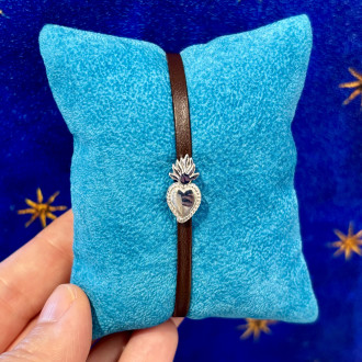 Bracciale Sacro cuore cuoio