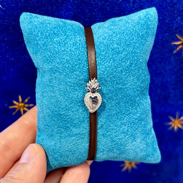 Bracciale Sacro cuore cuoio