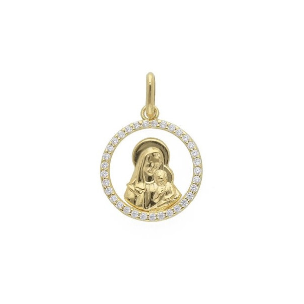 Pendant Madonna with Child profile zircons