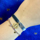 I hold you by the hand blue hearts bracelet