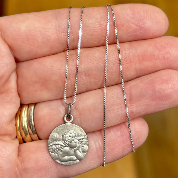 Collana angelo custode raffaello argento