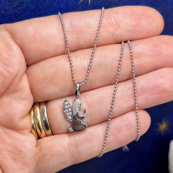 Collana Angelo mani giunte argento