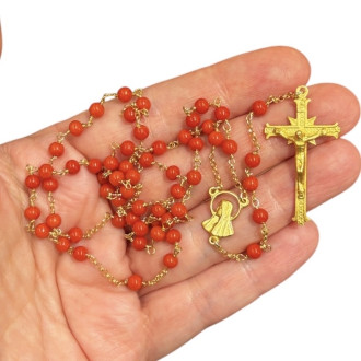 Rosary in silver and red coral 2