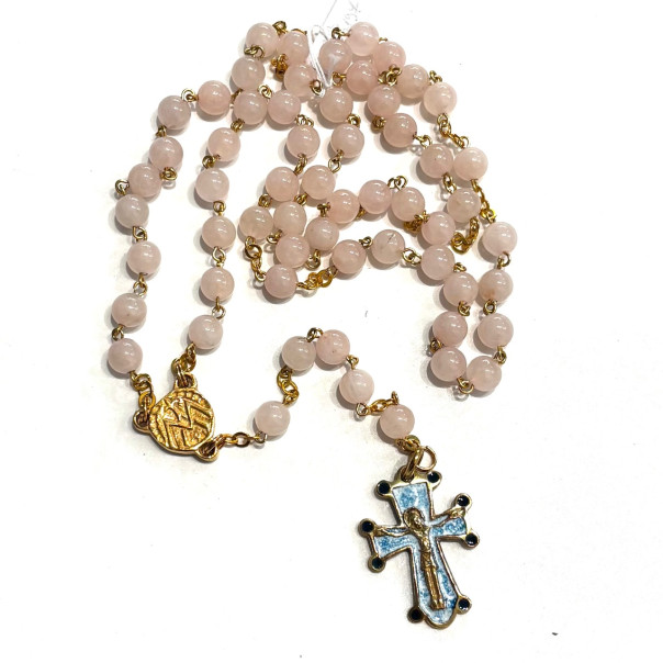 Rose quartz and bronze rosary