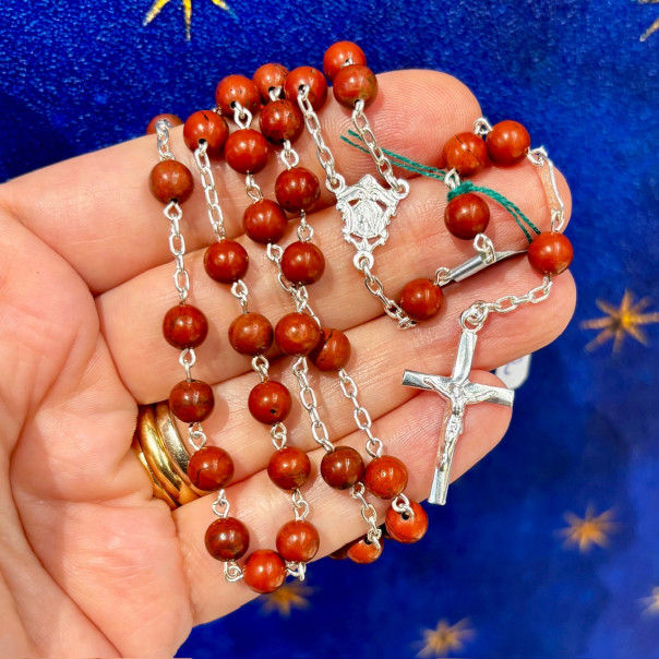 Rosario in argento e diaspro egizio