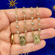 Scapular necklace with golden zirconia