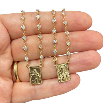 Scapular necklace with golden zirconia 2