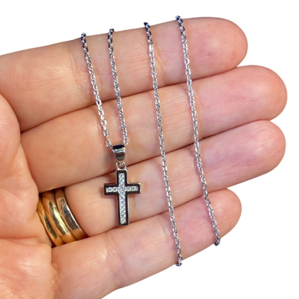 Collana croce zirconi argento