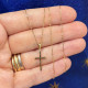 18K gold wire cross necklace