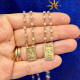 Scapular coined plates in rose silver and white zircons