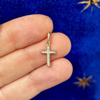 Croce zirconi argento dorato