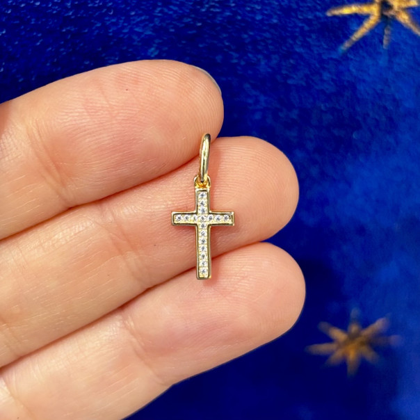 Croce zirconi argento dorato