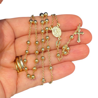 Rosario in argento dorato misura media