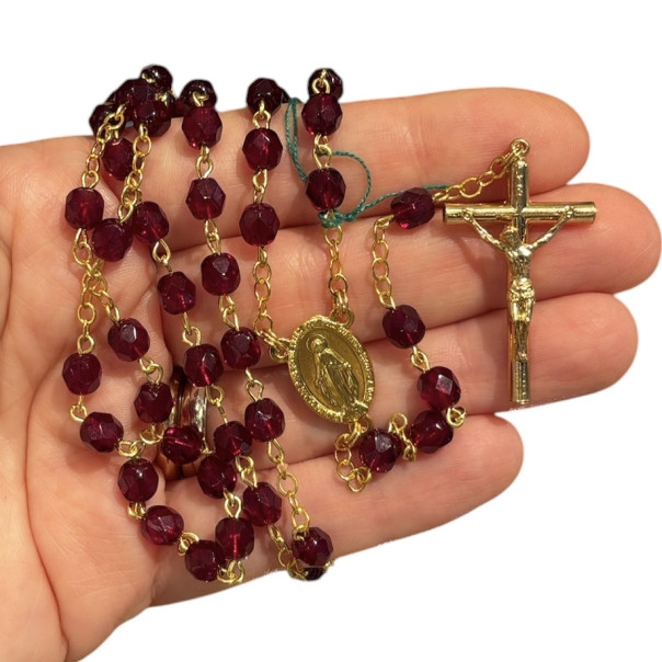 Neck rosary in gilded silver with...