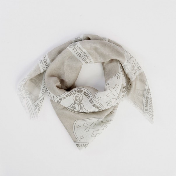 Eight-medal beige petit scarf